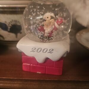 Disney Red and White Snow Globe Base Jc Penny Flaw At Base Of Chimmy